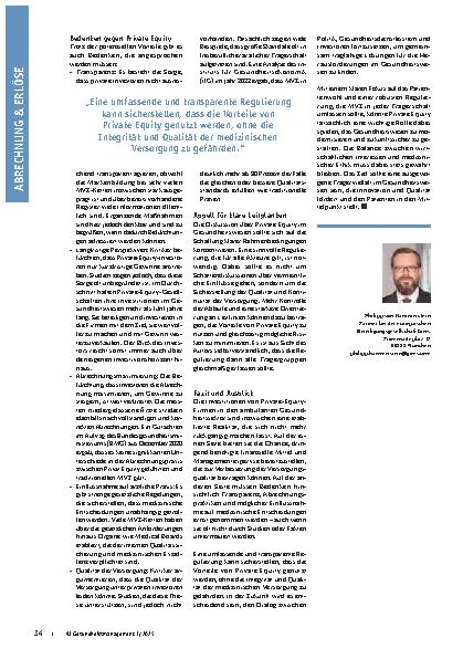 Vorschauseite 2: Private Equity: Chance oder Risiko für die ambulante Versorgung?