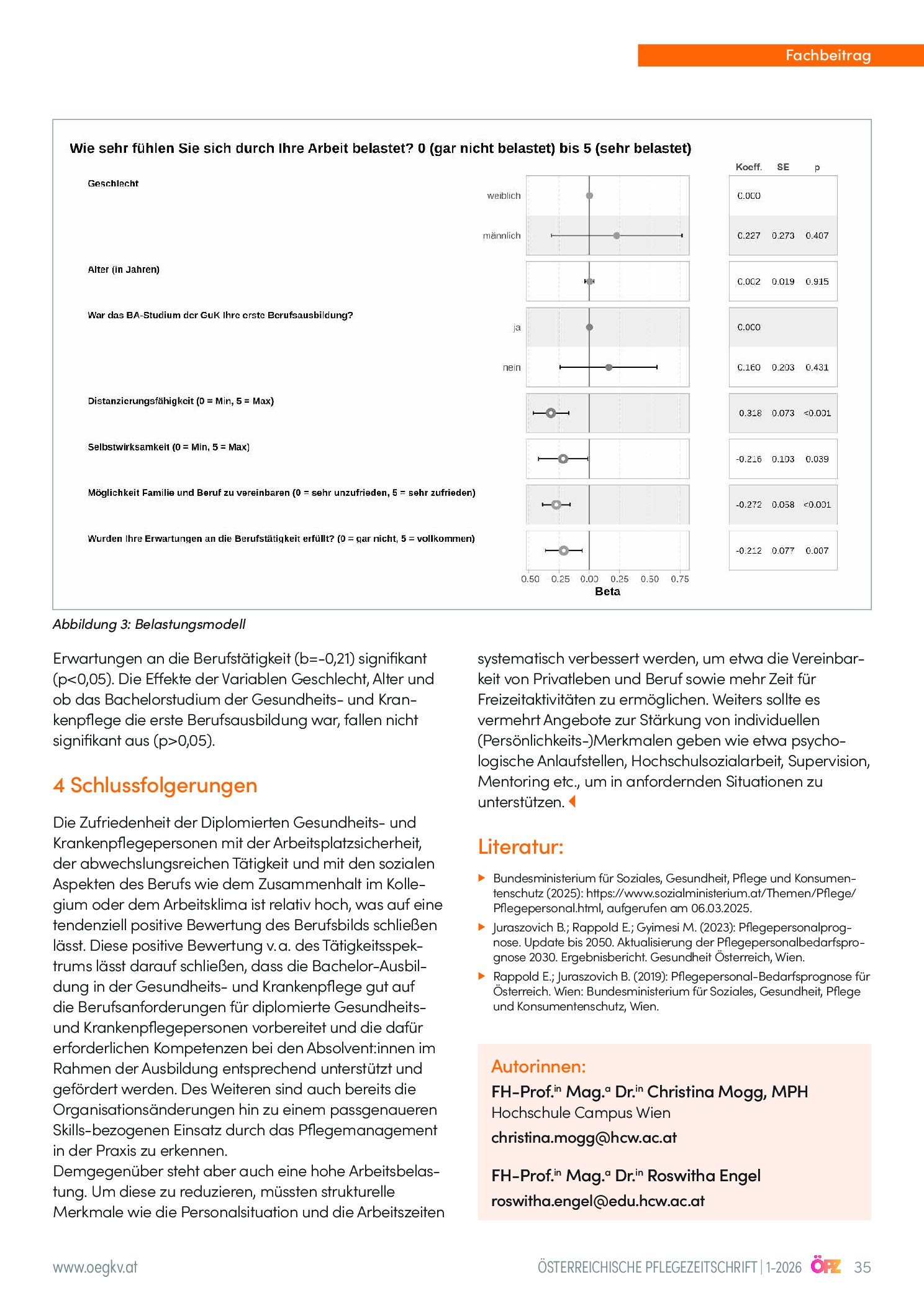 Vorschauseite 6: Berufszufriedenheit und Arbeitsbelastung im gehobenen Dienst der Gesundheits- und Krankenpflege