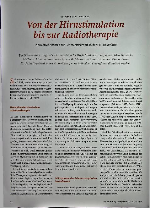 Vorschauseite 1: Von der Hirnstimulation bis zur Radiotherapie: Innovative Ansätze zur Schmerztherapie in der Palliativmedizin