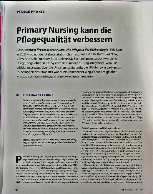 Vorschauseite 1: Primary Nursing kann die Pflegequalität verbessern.