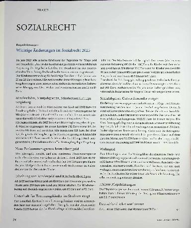 Vorschauseite 1: Sozialrecht Wichtige Änderungen im Sozialrecht 2025