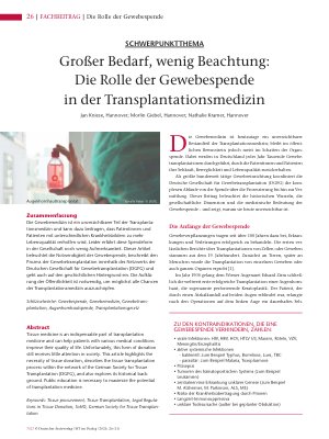 Vorschauseite 1: Großer Bedarf, wenig Beachtung: Die Rolle der Gewebespende in der Transplantationsmedizin