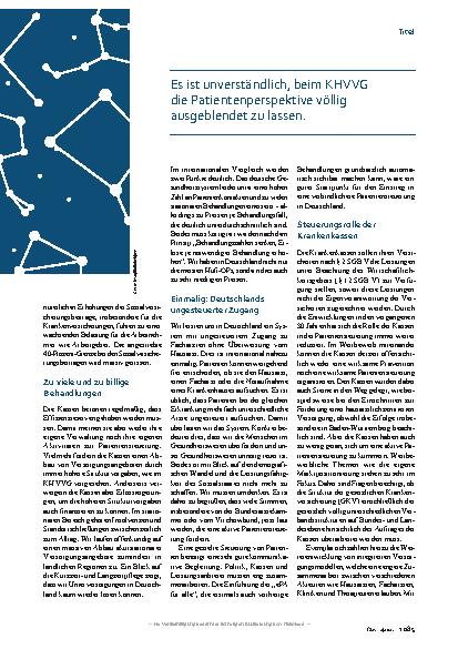 Vorschauseite 2: Patientensteuerung „Behandlungsza