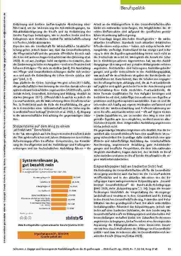 Vorschauseite 2: Gesellschaftsrelevant: Für eine zügige und konsequente Ausbildungsreform der Ergotherapie.