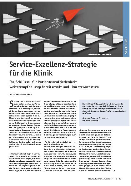 Vorschauseite 1: Service-Exzellenz-Strategie für die Klinik: Ein Schlüssel für Patientenzufriedenheit, Weiterempfehlungsbereitschaft und Umsatzwachstum.