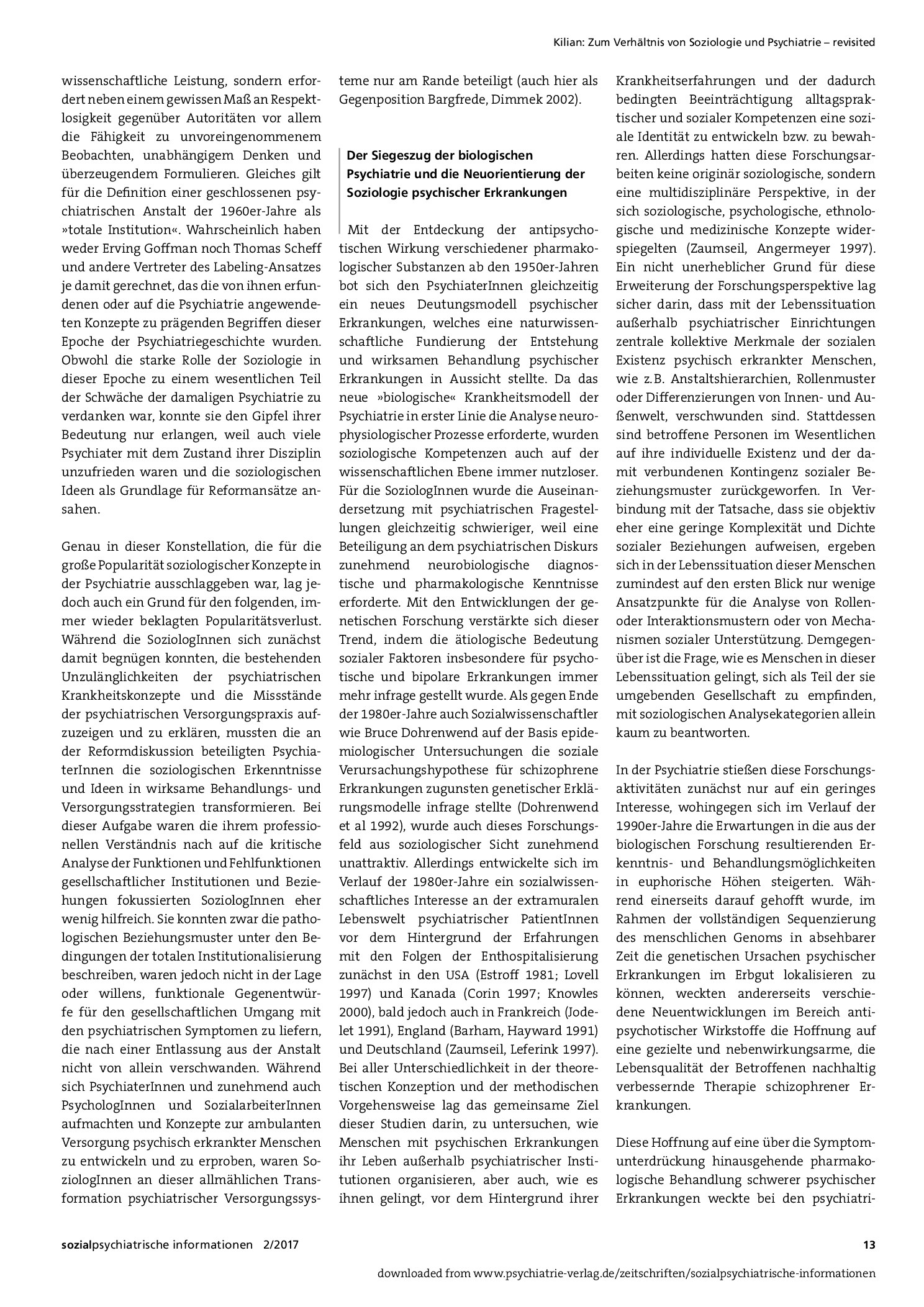 Vorschauseite 2: Zum Verhältnis von Soziologie und Psychiatrie – revisited