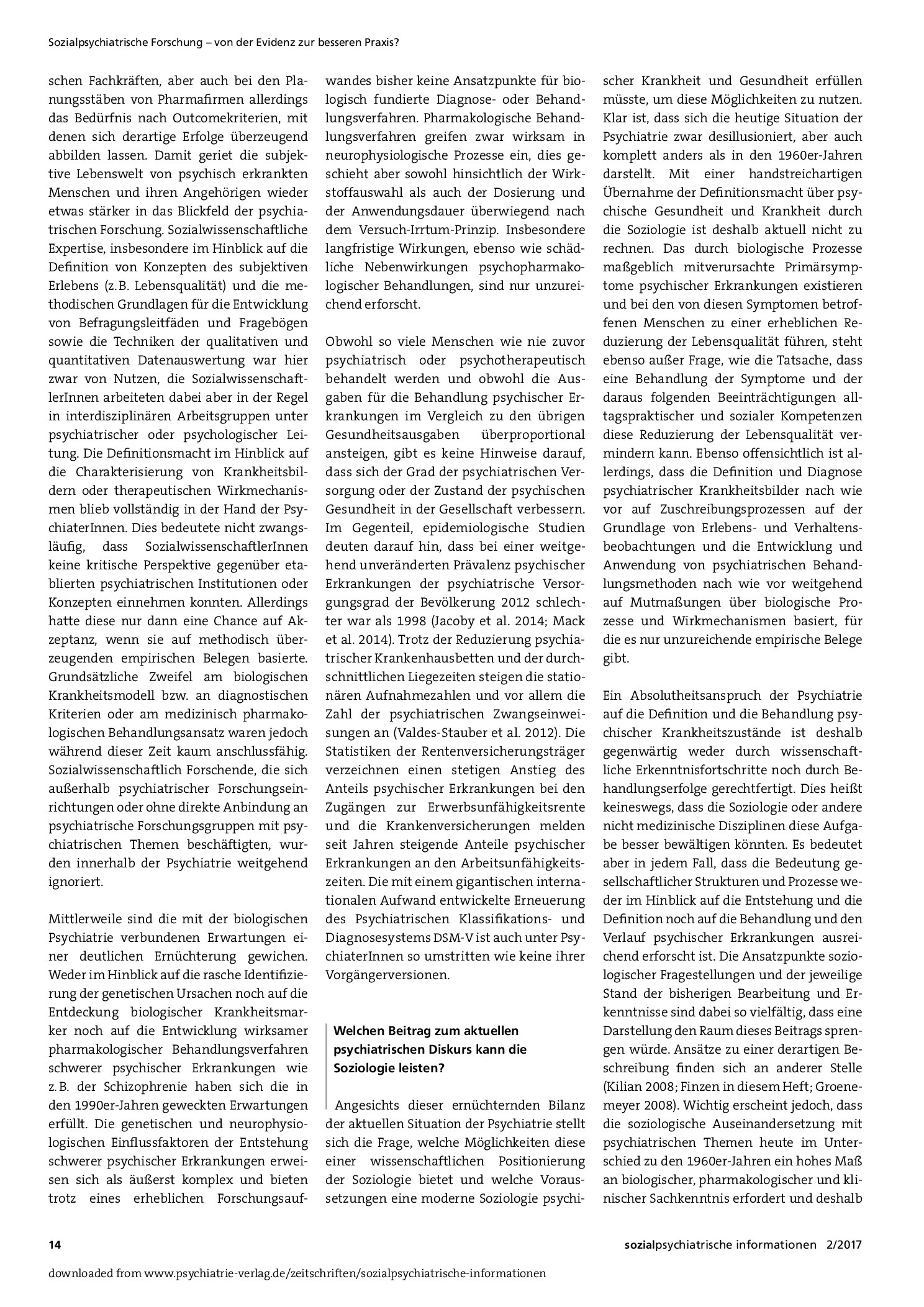 Vorschauseite 3: Zum Verhältnis von Soziologie und Psychiatrie – revisited