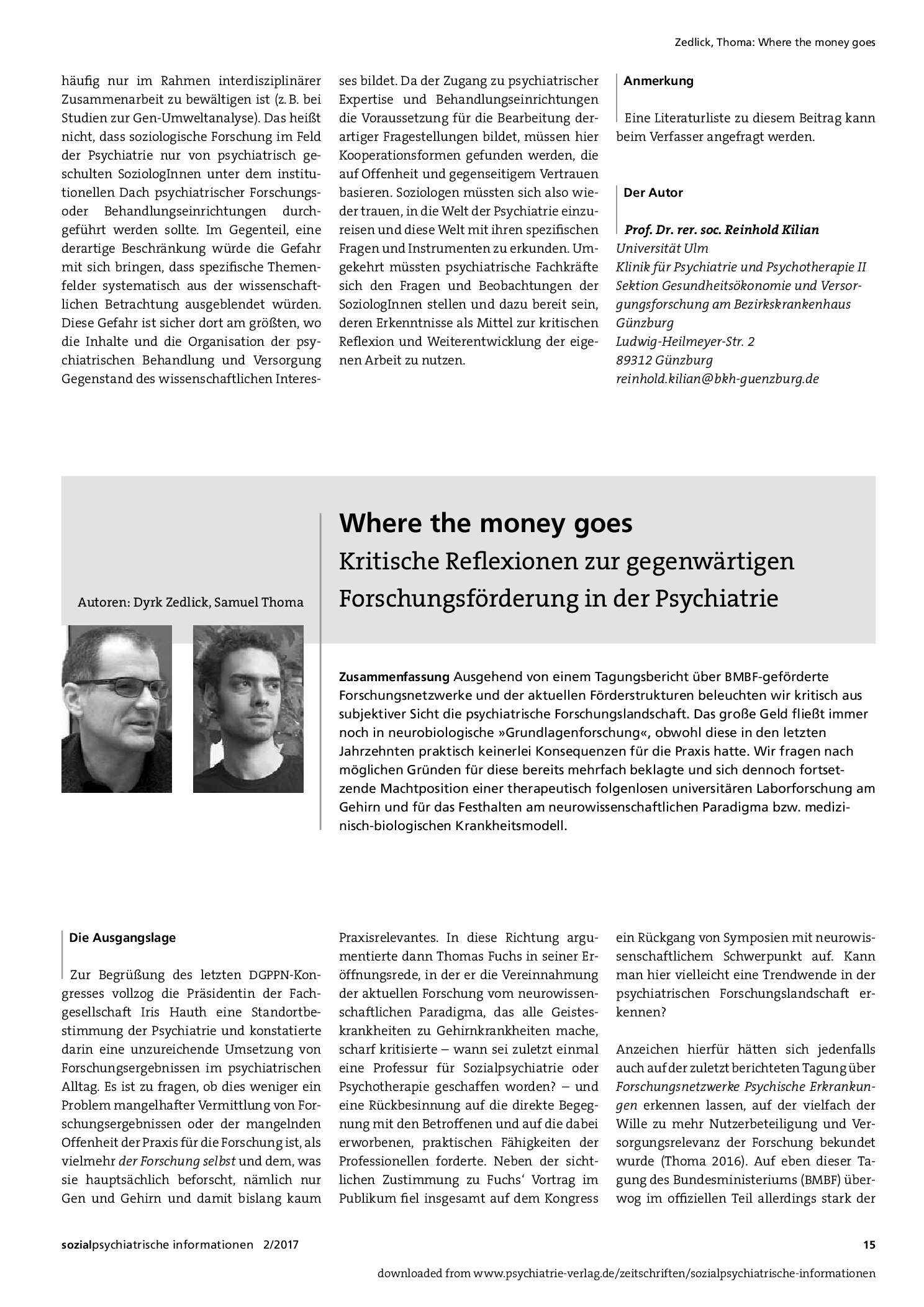 Vorschauseite 4: Zum Verhältnis von Soziologie und Psychiatrie – revisited