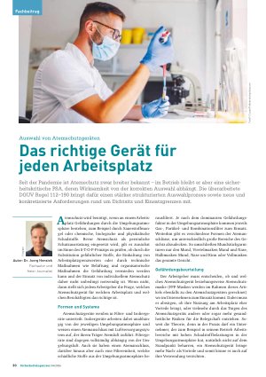 Vorschauseite 1: Auswahl von Atemschutzgeräten Das richtige Gerät für jeden Arbeitsplatz