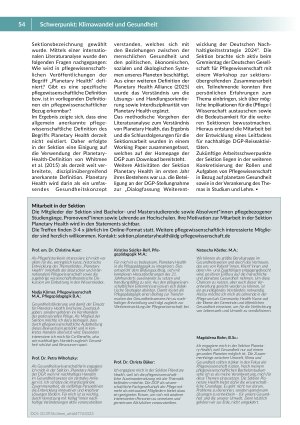 Vorschauseite 2: Planetary Health Perspektive der Pflegewissenschaft