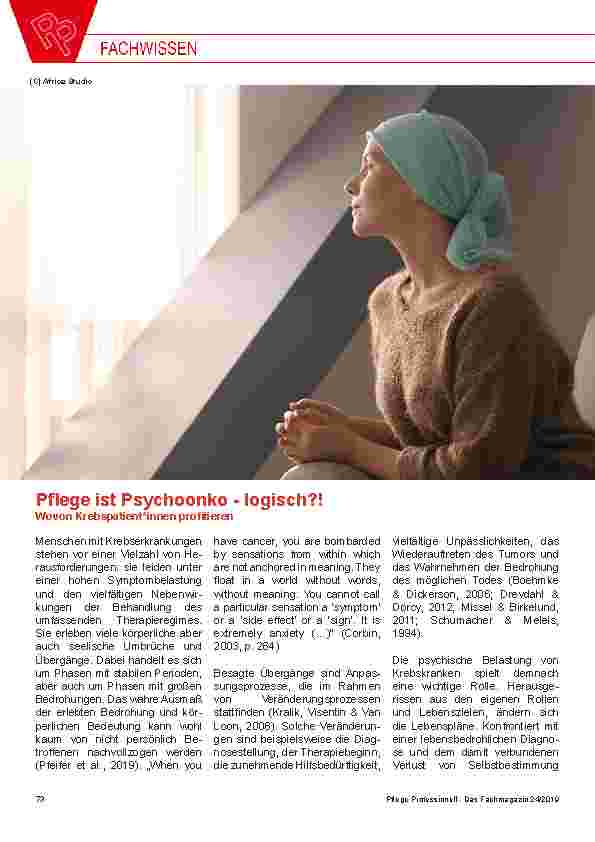 Vorschauseite 1: Pflege ist Psychoonko - logisch? ! Wovon Krebspatient*innen profitieren