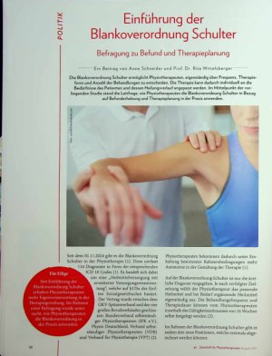 Vorschauseite 1: Einführung der Blankoverordnung Schulter Befragung zu Befund und Therapieplanung