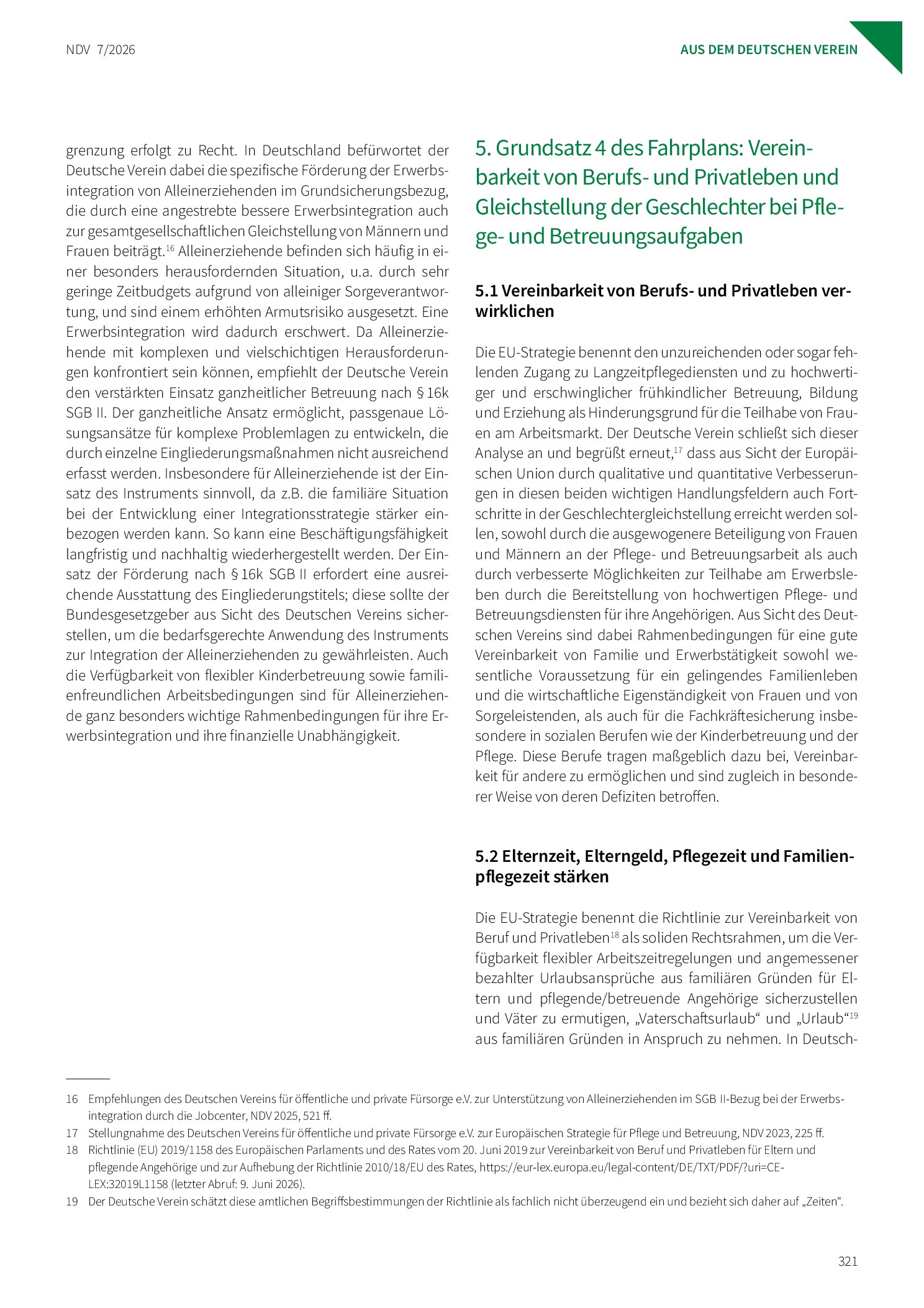 Vorschauseite 5: Stellungnahme des Deutschen Vereins zur EU-Strategie für die Gleichstellung der Geschlechter 2026–2030
