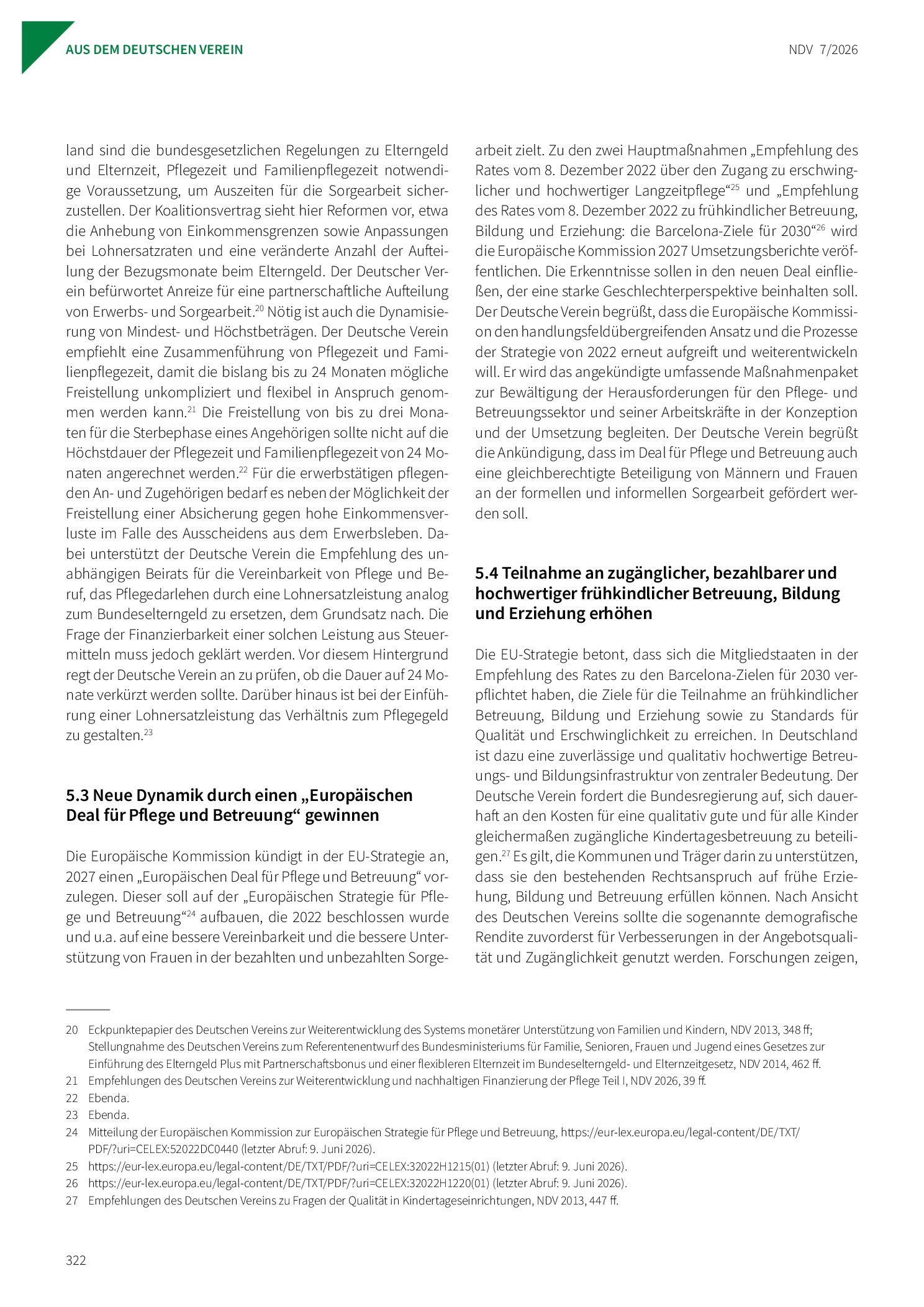 Vorschauseite 6: Stellungnahme des Deutschen Vereins zur EU-Strategie für die Gleichstellung der Geschlechter 2026–2030