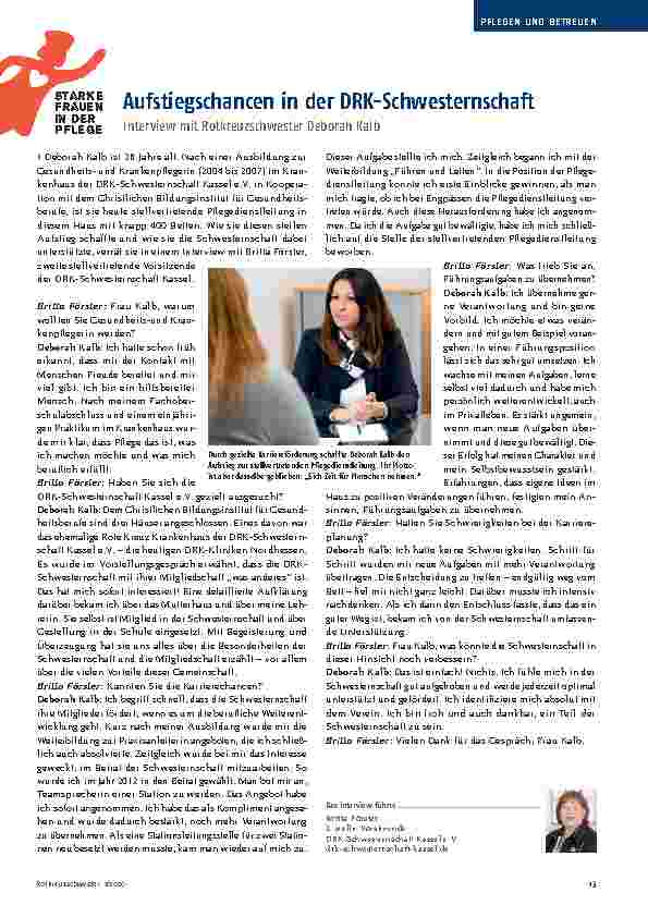 Vorschauseite 1: Aufstiegschancen in der DRK-Schwesternschaft