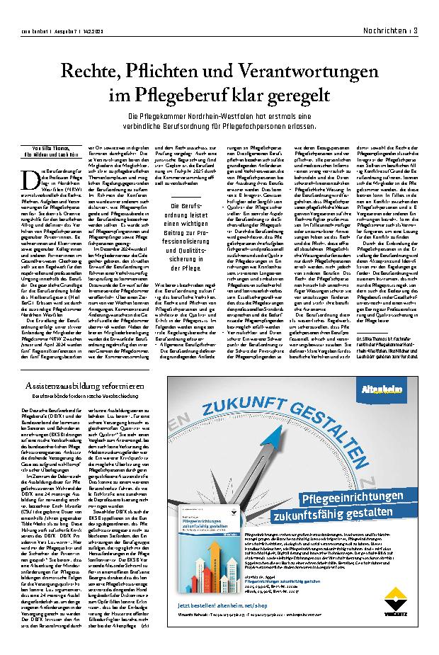 Vorschauseite 1: Rechte, Pflichten und Verantwortungen im Pflegeberuf klar geregelt