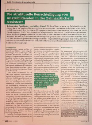 Vorschauseite 2: Die strukturelle Benachteiligung von Auszubildenden in der Zahnärztlichen Assistenz