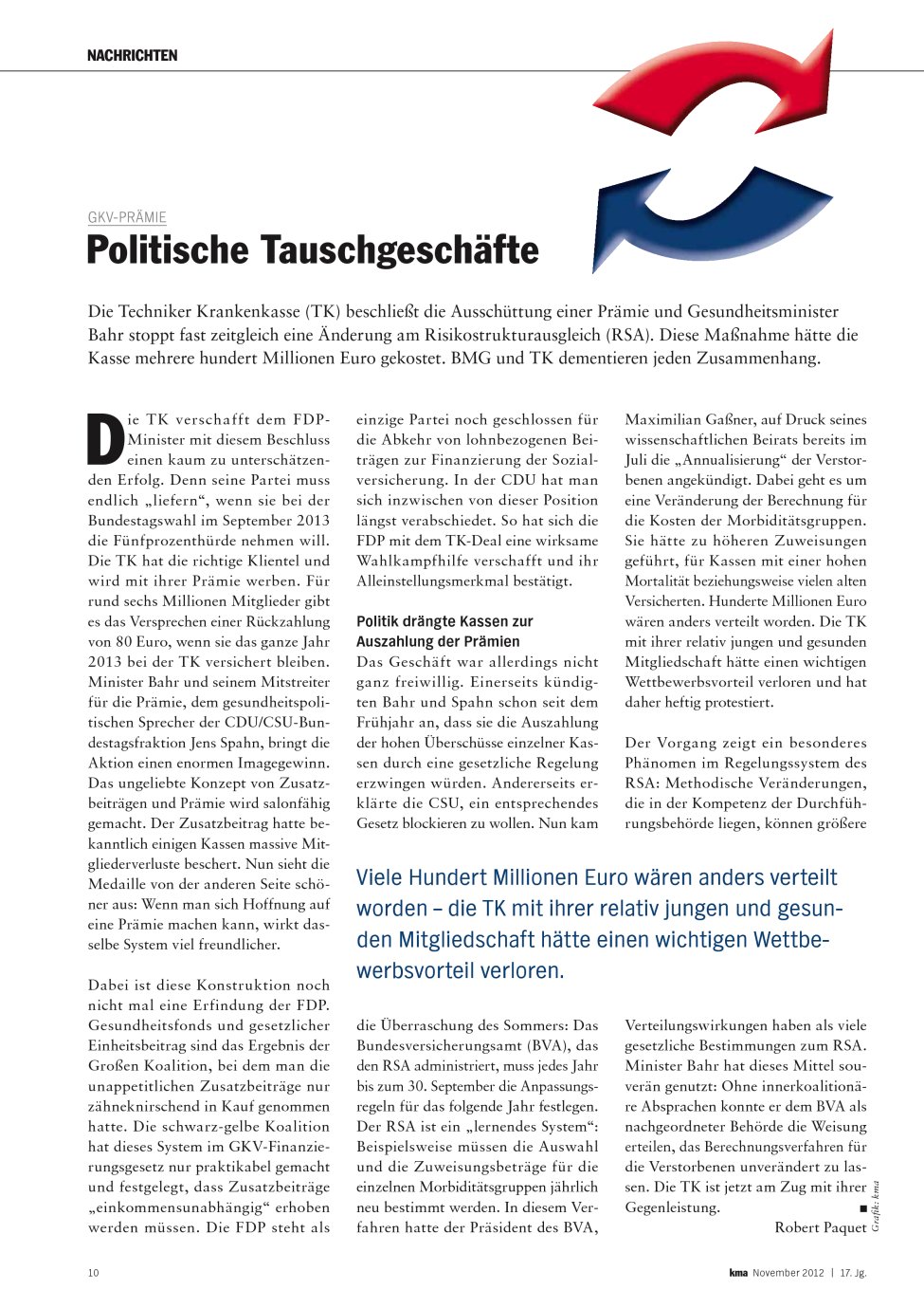 Vorschauseite 1: Politische Tauschgeschäfte