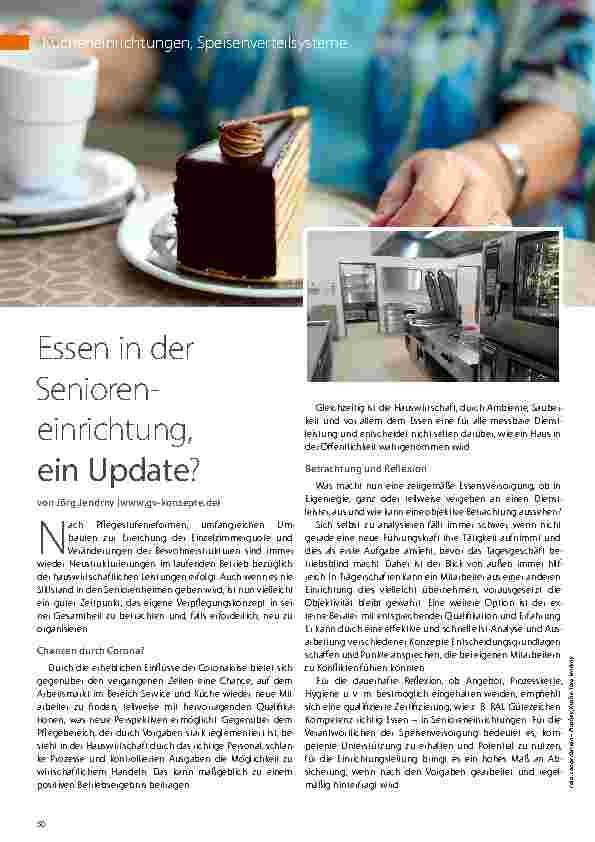 Vorschauseite 1: Essen in der Senioreneinrichtung, ein Update?