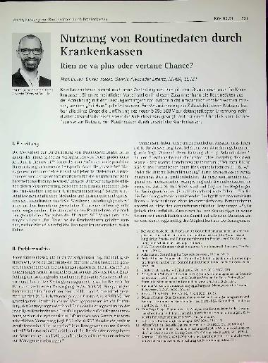 Vorschauseite 1: Nutzung von Routinedaten durch Krankenkassen: Rien ne va plus oder vertane Chance?