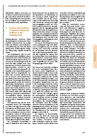 Vorschauseite 3: Künstliche Intelligenz in der Lesediagnostik bei Grundschulkindern: Erkenntnisse aus der Pilotierung von TALC-DIRA zum Einsatz in der Praxis