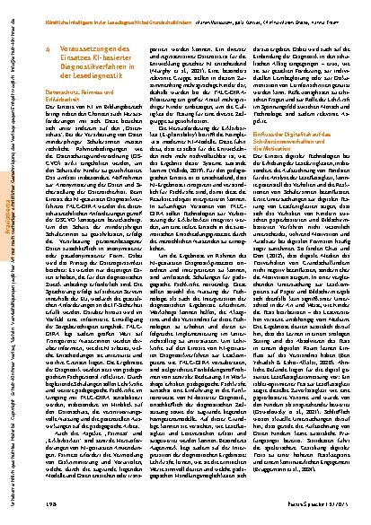 Vorschauseite 4: Künstliche Intelligenz in der Lesediagnostik bei Grundschulkindern: Erkenntnisse aus der Pilotierung von TALC-DIRA zum Einsatz in der Praxis