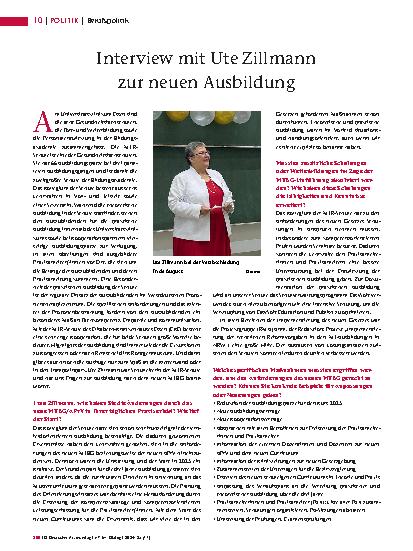 Vorschauseite 1: Interview mit Ute Zillmann zur neuen Ausbildung