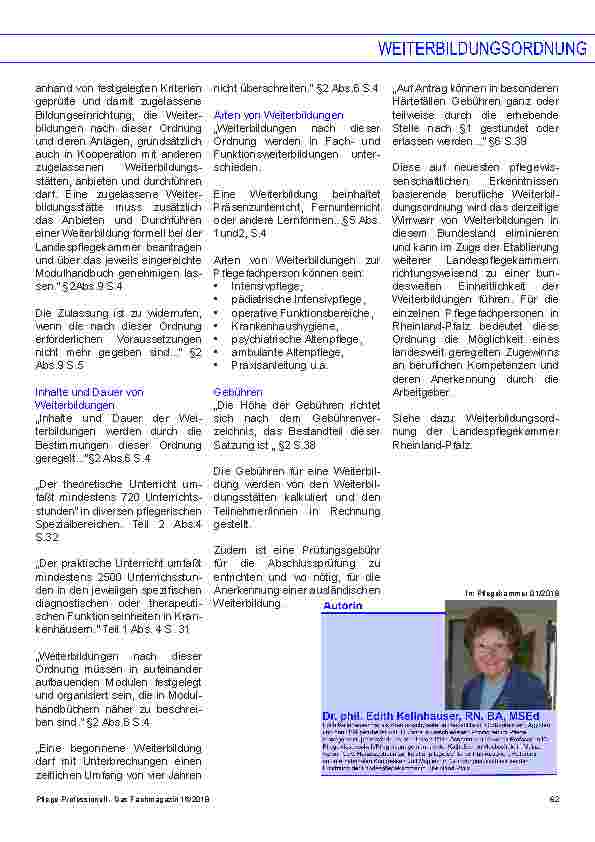 Vorschauseite 2: Die aktuelle Weiterbildungsordnung der Landespflegekammer Rheinland-Pfalz