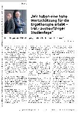 Vorschauseite 1: „Wir haben eine hohe Wertschätzung für die Ergotherapie erlebt - trotz ausbaufähiger Studienlage. “