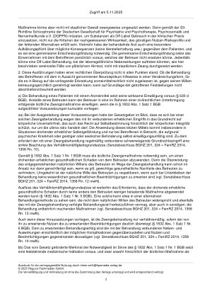 Vorschauseite 2: Nochmals zur Zwangsbehandlung – § 1832 BGB