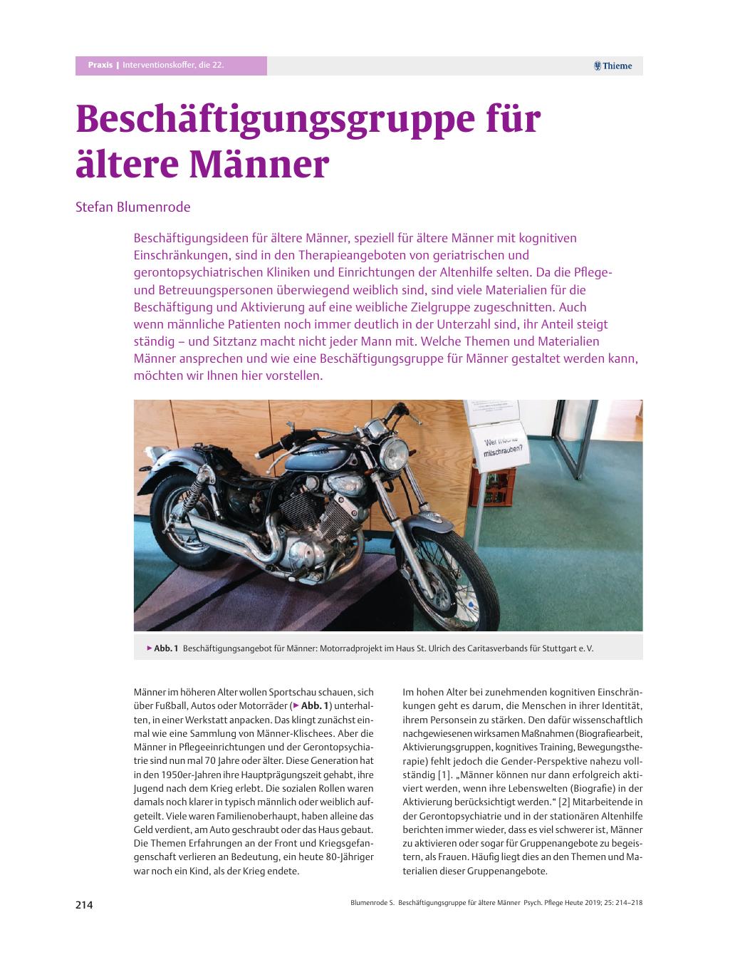 Vorschauseite 1: Beschäftigungsgruppe für ältere Männer