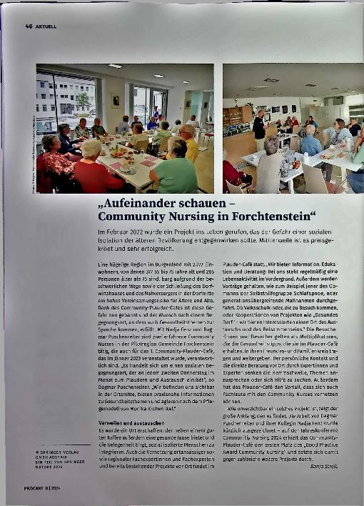 Vorschauseite 1: "Aufeinander schauen - Community Nursing in Forchtenstein"
