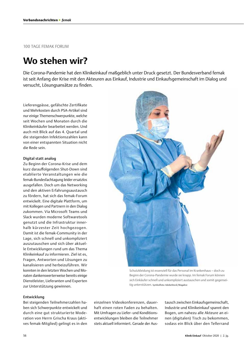 Vorschauseite 1: 100 Tage Femak Forum: Wo stehen wir?
