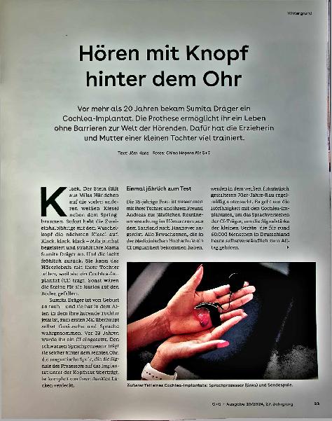 Vorschauseite 2: Hören mit Knopf hinter dem Ohr