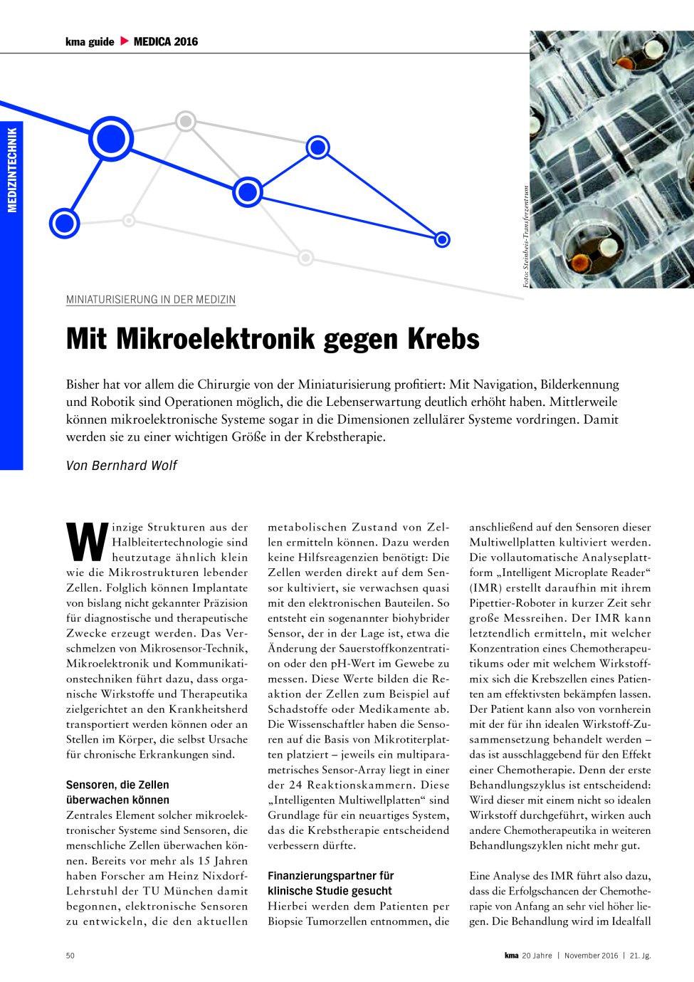Vorschauseite 1: Miniaturisierung in der Medizin: Mit Mikroelektronik gegen Krebs