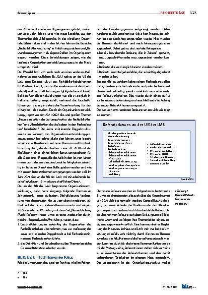 Vorschauseite 3: Selbstverständnis in Bewegung: Entwicklungsperspektiven des wissenschaftlichen Bibliotheksdienstes an der UB der LMU München