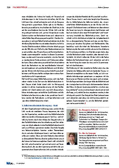 Vorschauseite 6: Selbstverständnis in Bewegung: Entwicklungsperspektiven des wissenschaftlichen Bibliotheksdienstes an der UB der LMU München