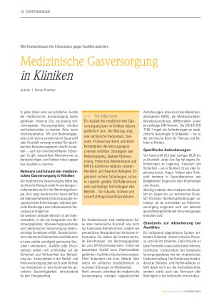 Vorschauseite 1: Medizinische Gasversorgung in Kliniken