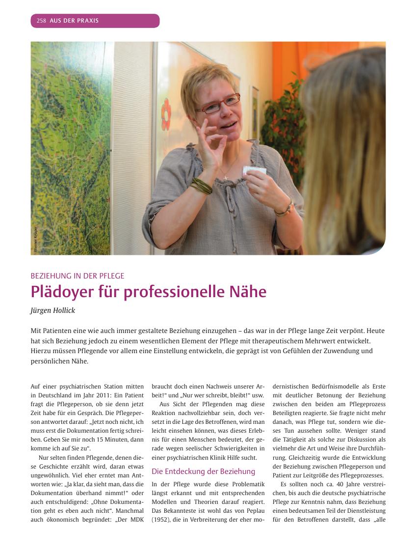 Vorschauseite 1: Plädoyer für professionelle Nähe