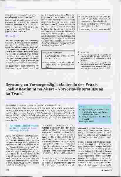 Vorschauseite 1: Beratung zu Vorsorgemöglichkeiten in der Praxis „SelbstBestimmt im Alter! - Vorsorge-Unterstützung im Team“