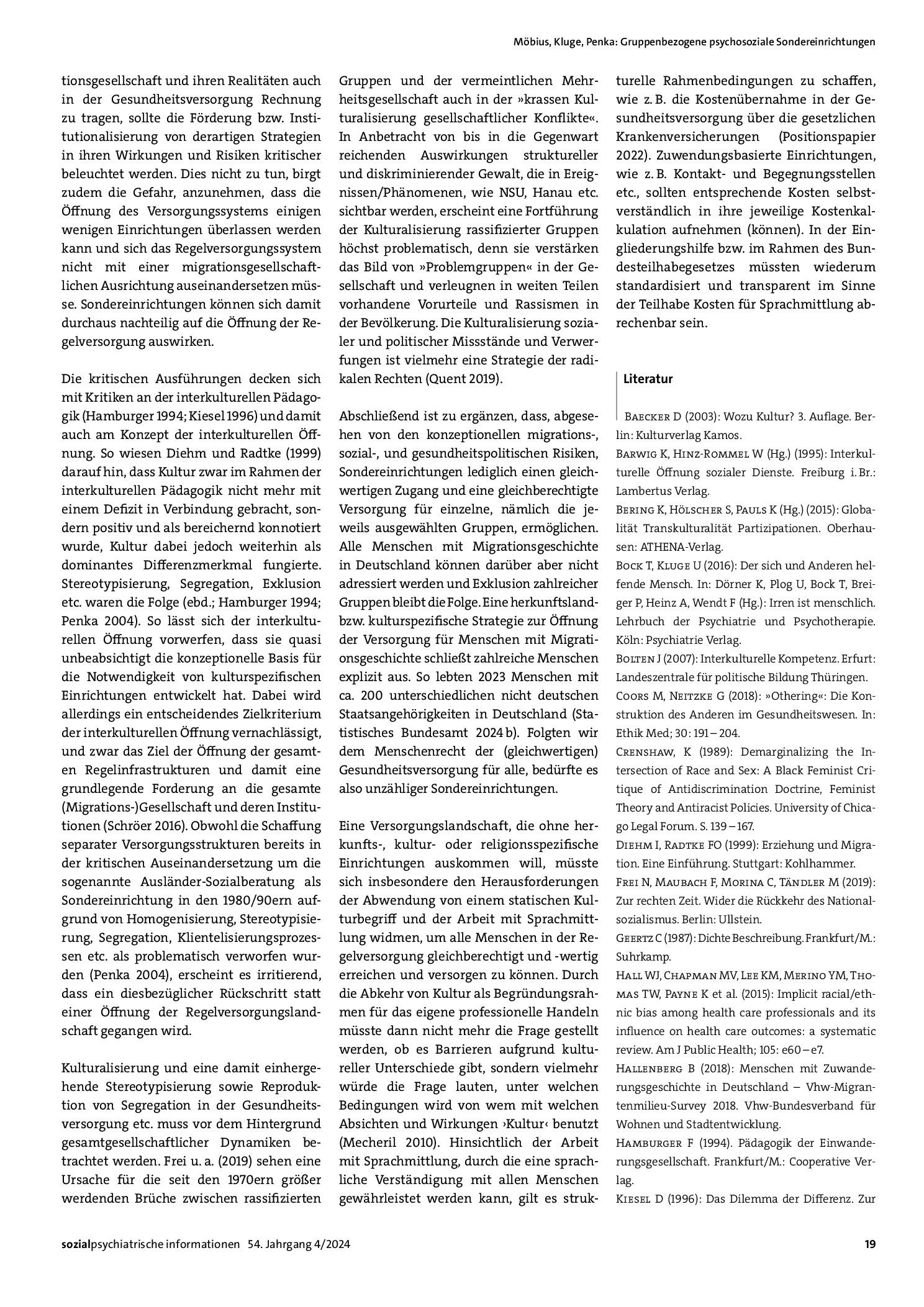 Vorschauseite 4: Gruppenbezogene psychosoziale Sondereinrichtungen: Lösung oder Hindernis einer interkulturellen Öffnung?