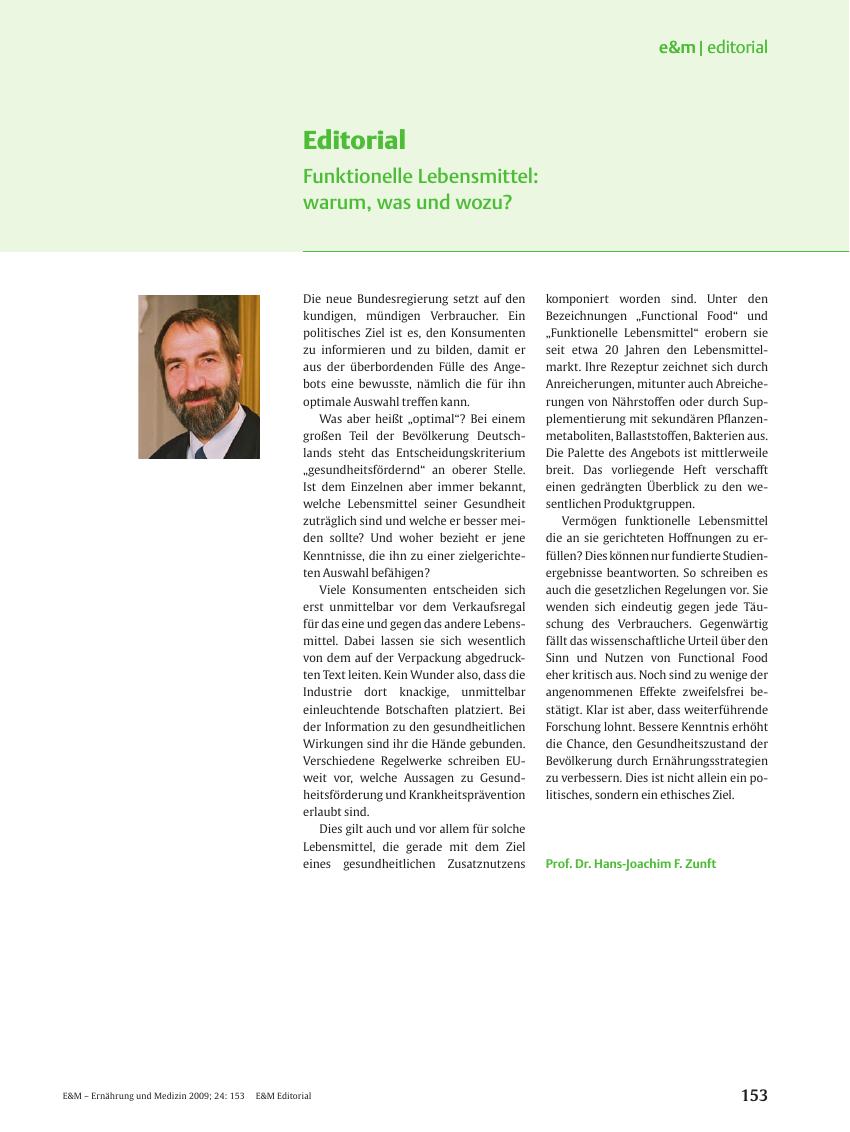 Vorschauseite 1: Funktionelle Lebensmittel: warum, was und wozu?