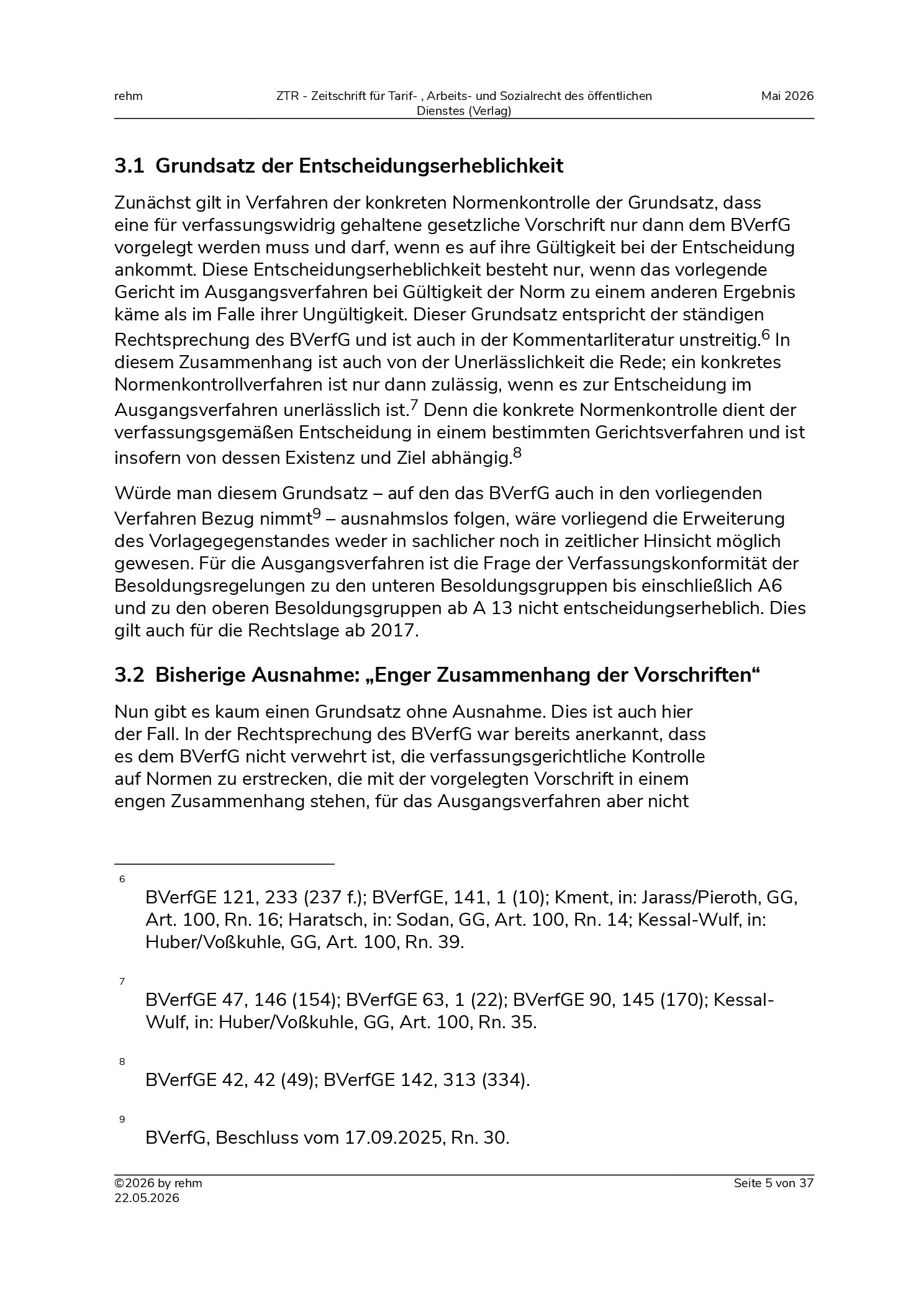 Vorschauseite 5: Der jüngste Beschluss des BVerfG zum (Berliner) Besoldungsrecht – eine Analyse aus verfassungsprozessrechtlicher und besoldungsrechtlicher Sicht