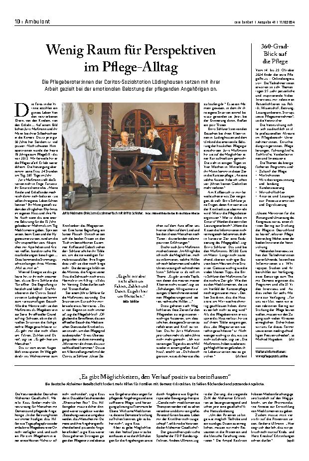 Vorschauseite 1: Wenig Raum für Perspektiven im Pflege-Alltag