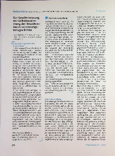 Vorschauseite 1: Zur Gewährleistung der Selbstbestimmung der Bewohner durch vertretungsbefugte Dritte.