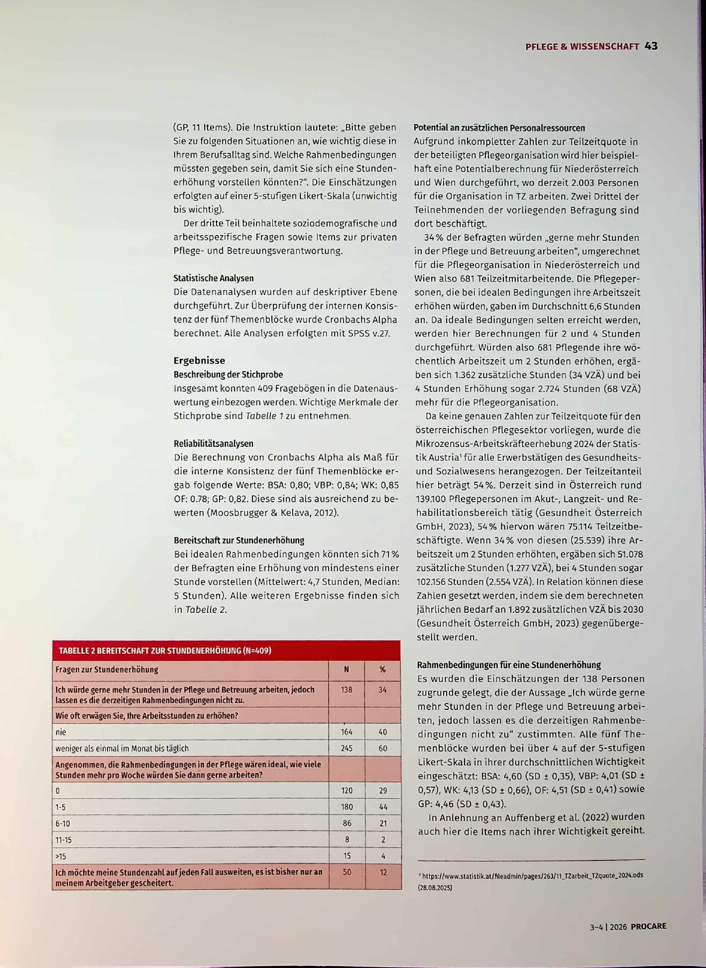 Vorschauseite 3: Bereitschaft zur Arbeitszeiterhöhung von Teilzeitbeschäftigten in der mobilen und stationären Langzeitpflege in Österreich