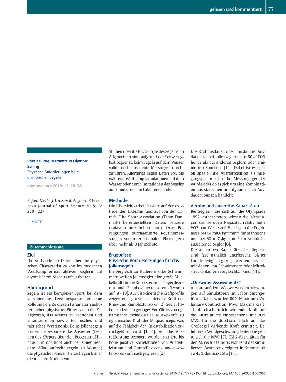 Vorschauseite 1: Physical Requirements in Olympic Sailing
