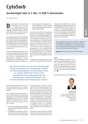 Vorschauseite 1: CytoSorb Zusatzentgelt über § 2 Abs. 1a SGB V abrechenbar