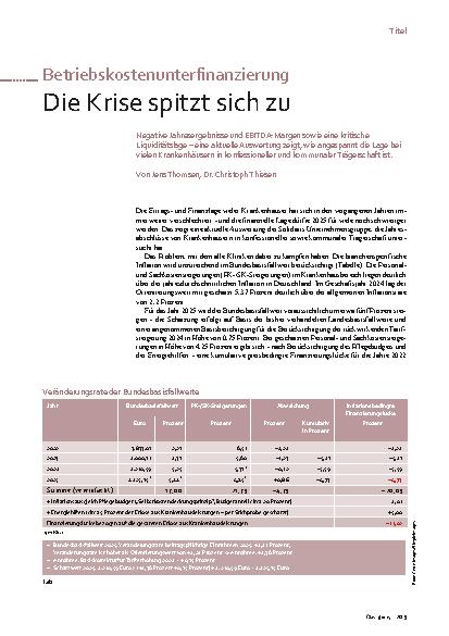 Vorschauseite 1: Betriebskostenunterfinanzierung: Die Krise spitzt sich zu.