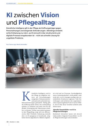 Vorschauseite 1: KI zwischen Vision und Pflegealltag